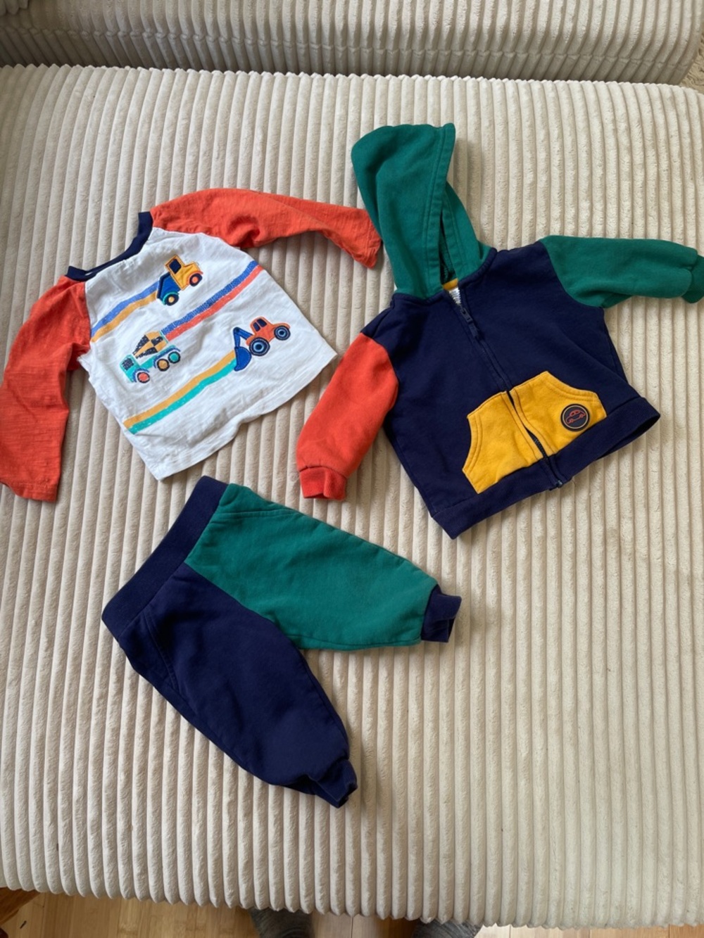 Little Me Navy Green Orange Yellow Toddler Tracksuit Set